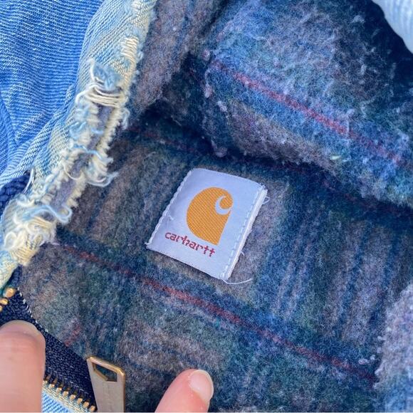 VTG Carhartt Denim Jacket Blanket Lined Mens ASAP Rocky XL - Picture 5 of 10